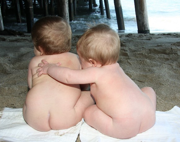 babies' first visit to the beach!